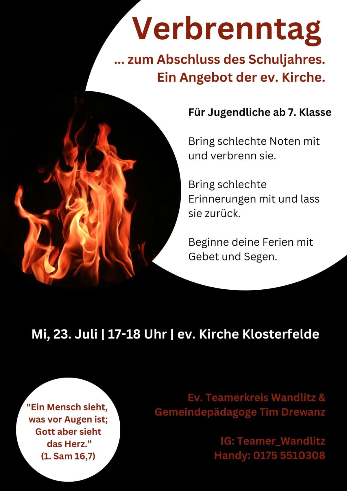 Verbrenntag zum Abschluss des Schuljahres