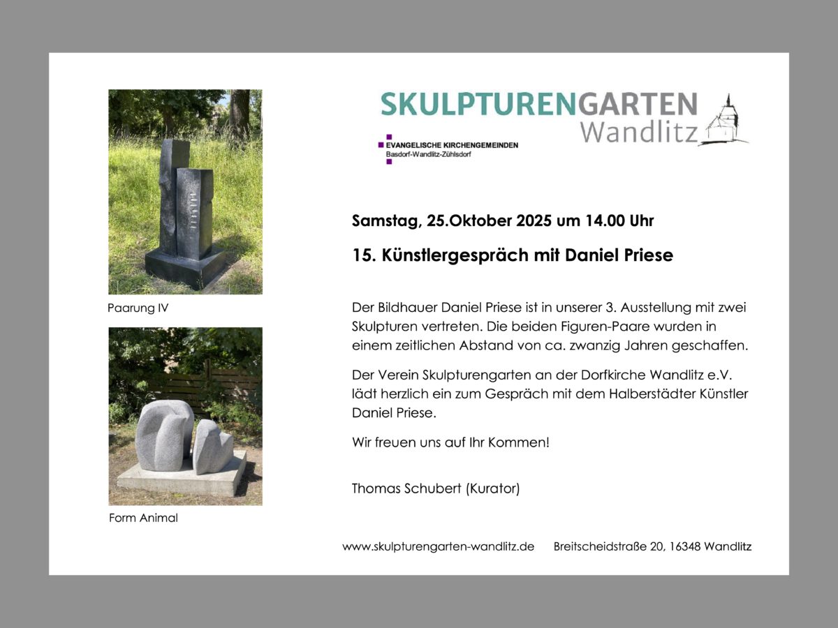 Einladung zum Künstlergespräch mit Daniel Priese