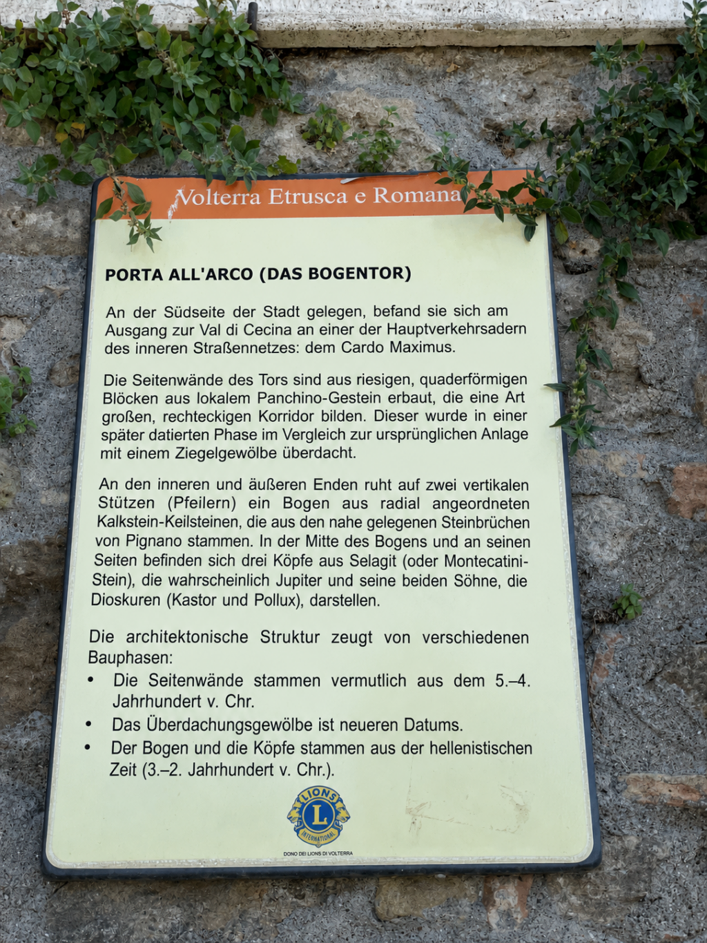 Beschreibungstext zum Etruskisches Stadttor