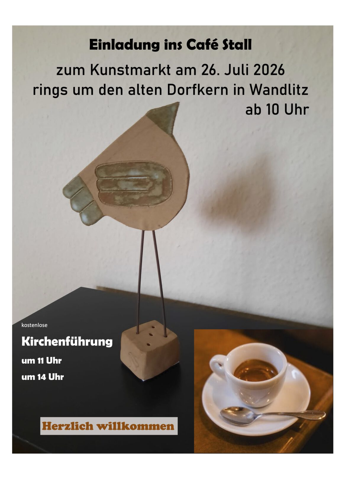 Café Stall öffnet für den Kunstmarkt & Kirchenführungen