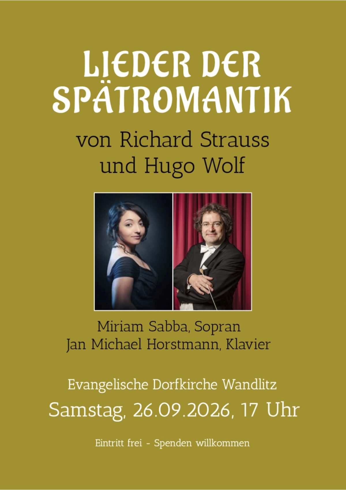 Herzliche Einladung zum Konzert: Lieder der Spätromantik